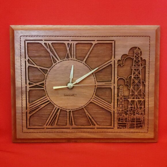 Lasercraft Wooden Walnut Clock Electric Towers - Picture 1 of 12